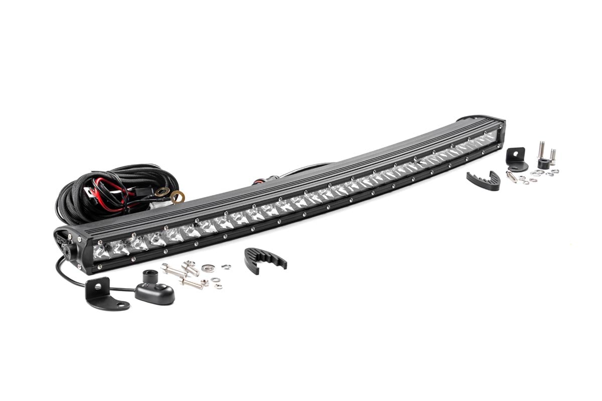 LED Light Bar - Curved - Rough Country - Single Row - Chrome